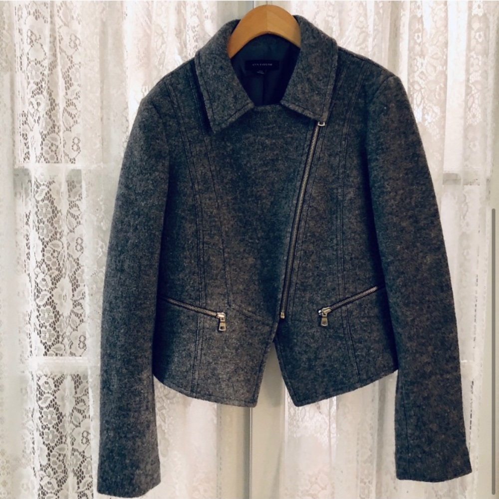Wool moto blazer jacket